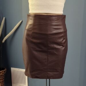 H&M Brown Faux Leather Skirt